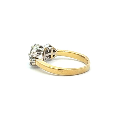 18Ct Yellow Gold Diamond Floral Trilogy Ring