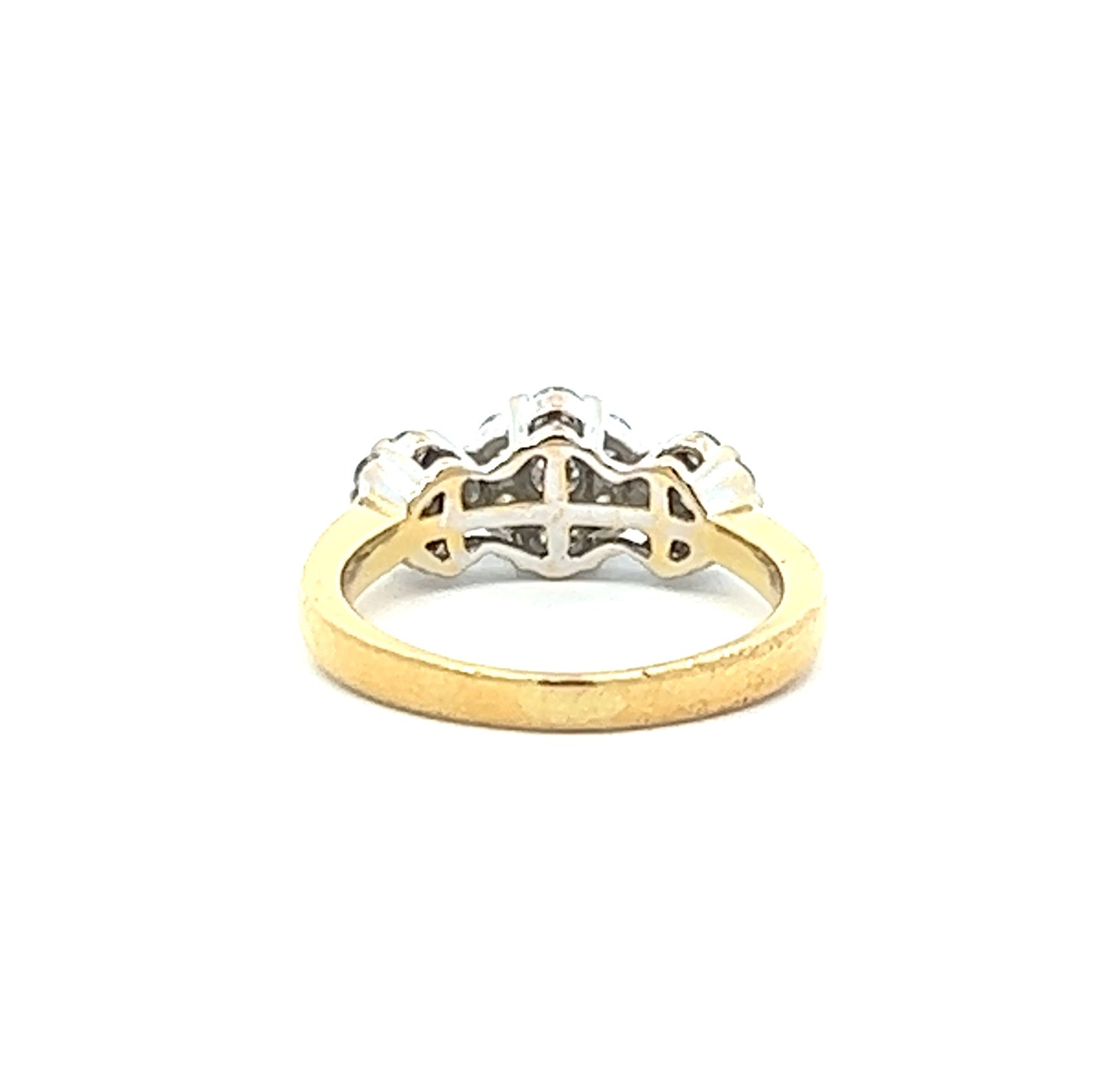 18Ct Yellow Gold Diamond Floral Trilogy Ring