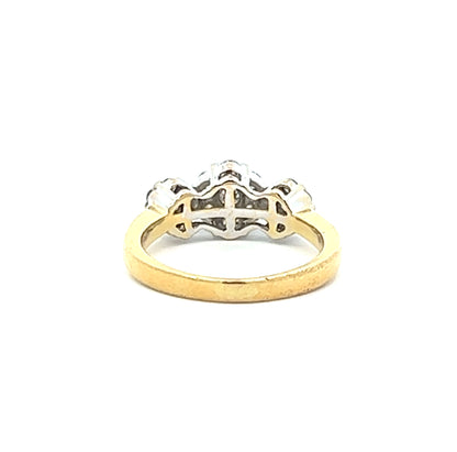 18Ct Yellow Gold Diamond Floral Trilogy Ring