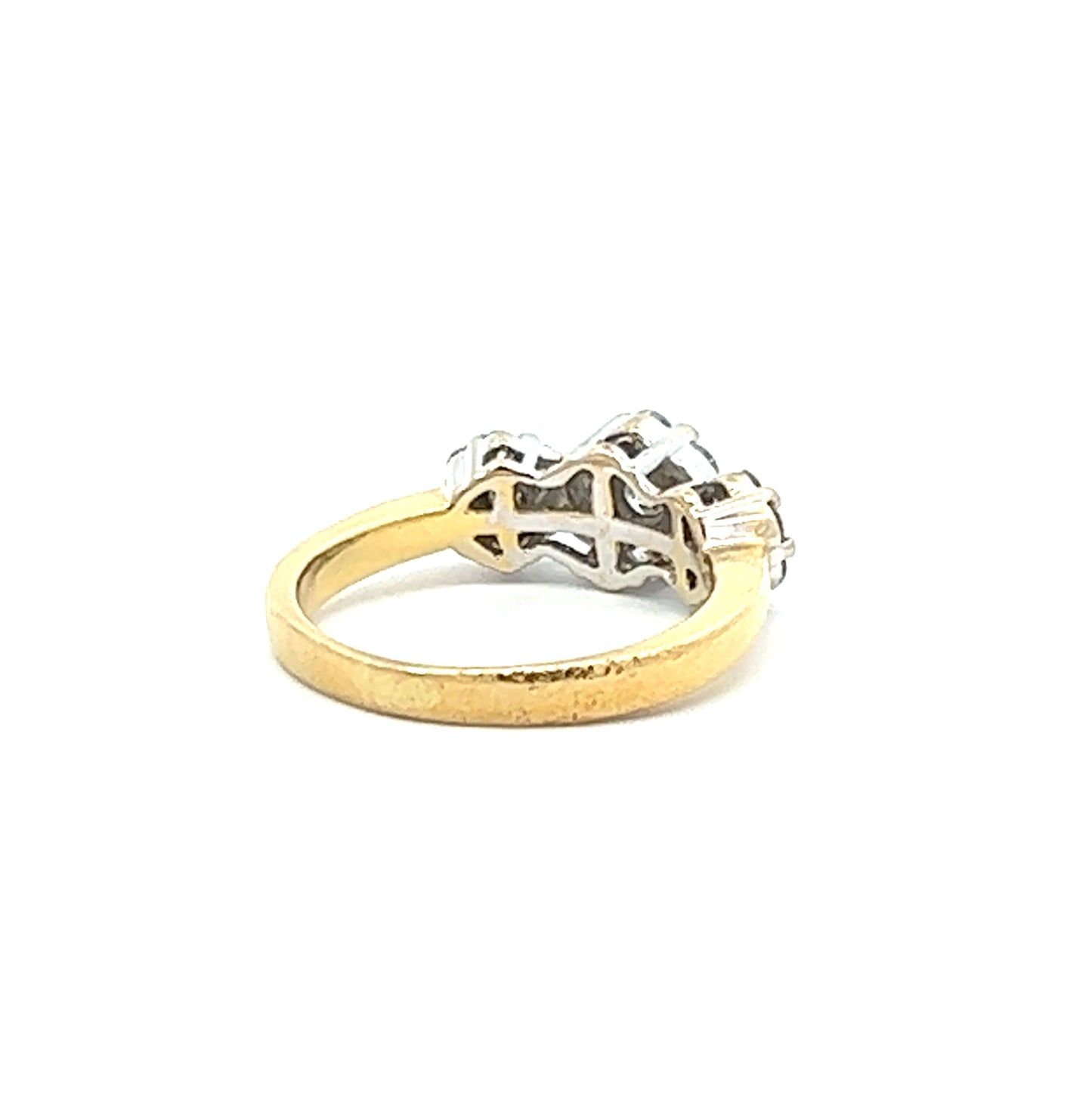 18Ct Yellow Gold Diamond Floral Trilogy Ring