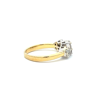 18Ct Yellow Gold Diamond Floral Trilogy Ring