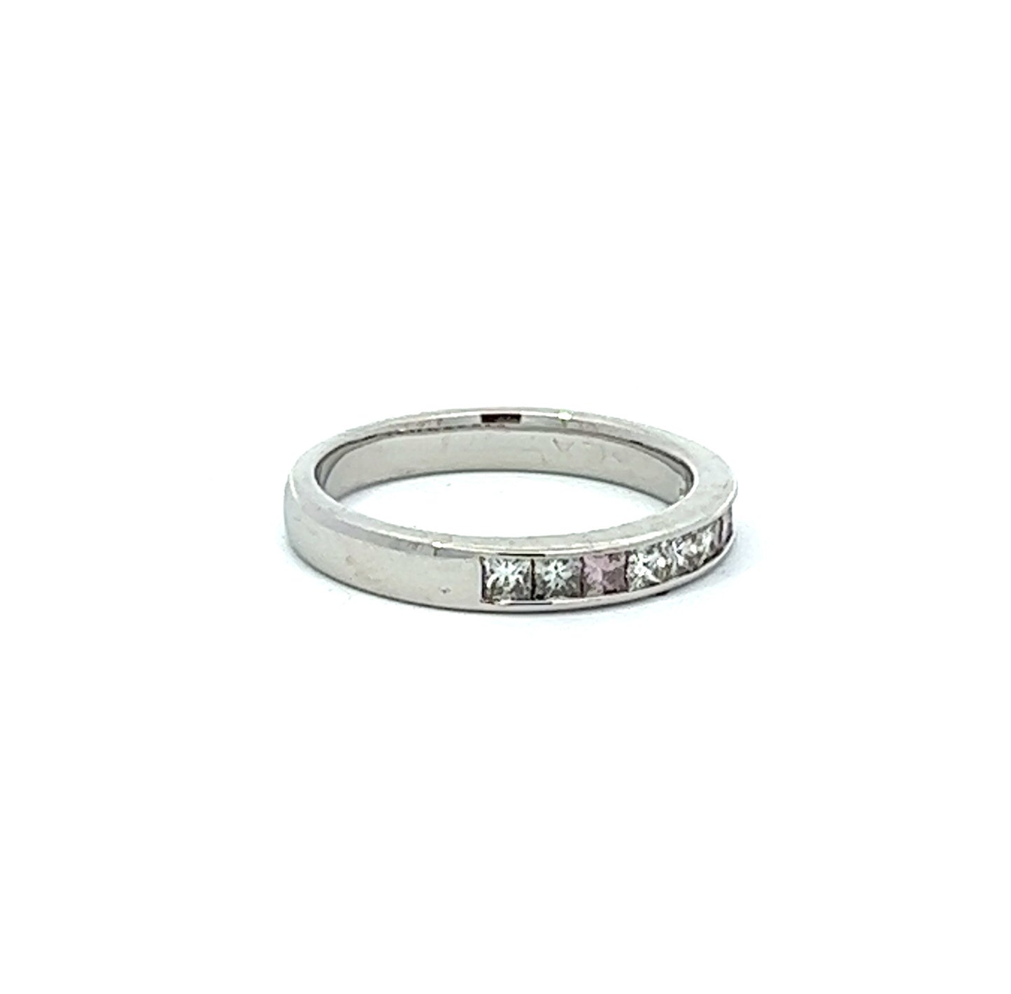 Platinum Channel Style Pink & Clear Diamond Ring