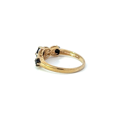 9Ct Yellow Gold Diamond & Black Gemstone Ring