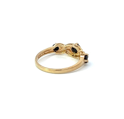 9Ct Yellow Gold Diamond & Black Gemstone Ring