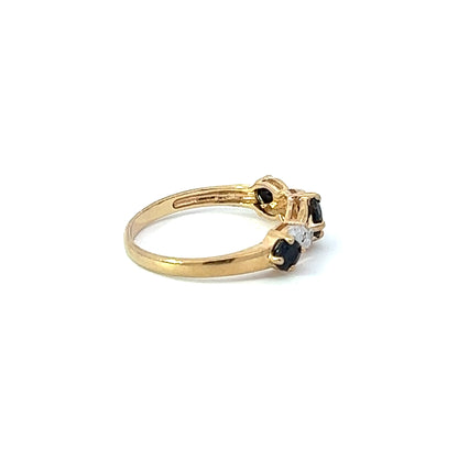 9Ct Yellow Gold Diamond & Black Gemstone Ring