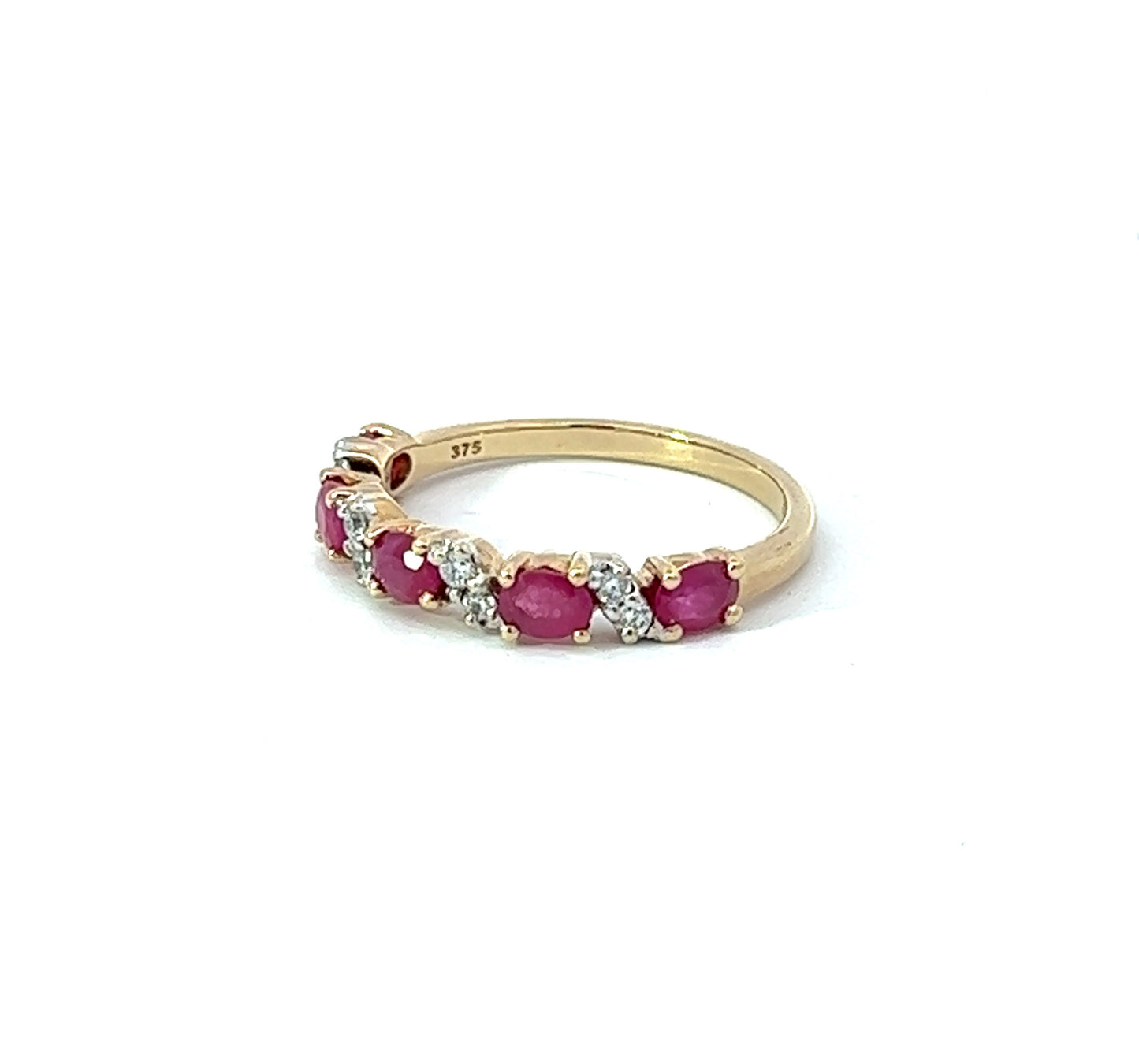 9Ct Yellow Gold Diamond & Pink Gemstone Ring