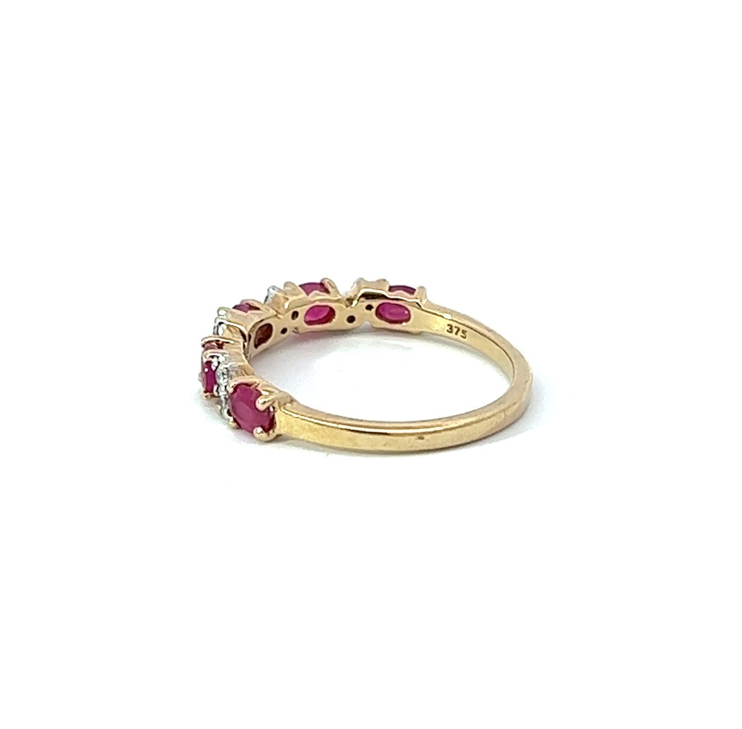 9Ct Yellow Gold Diamond & Pink Gemstone Ring