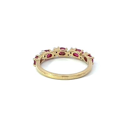 9Ct Yellow Gold Diamond & Pink Gemstone Ring