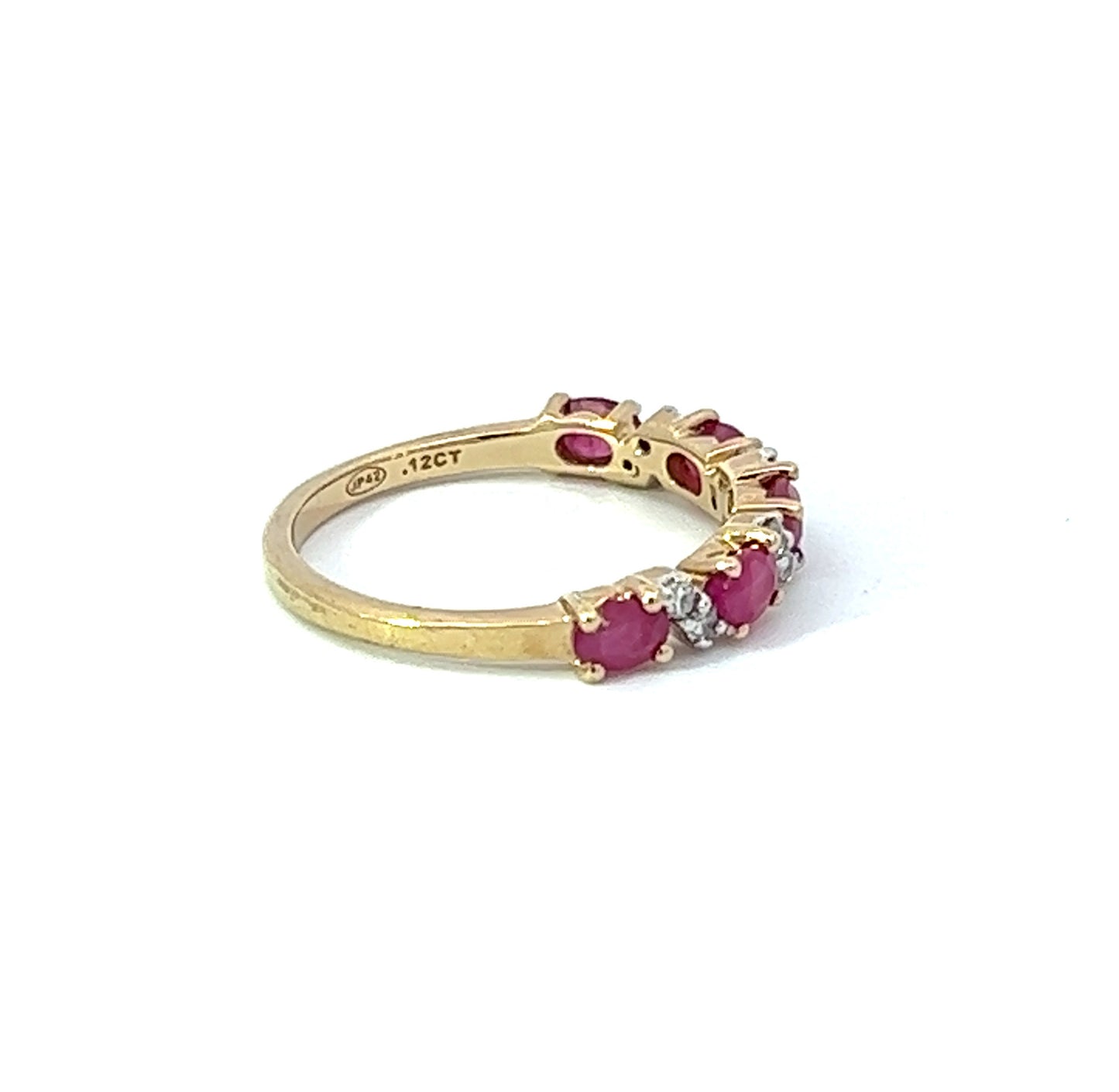 9Ct Yellow Gold Diamond & Pink Gemstone Ring