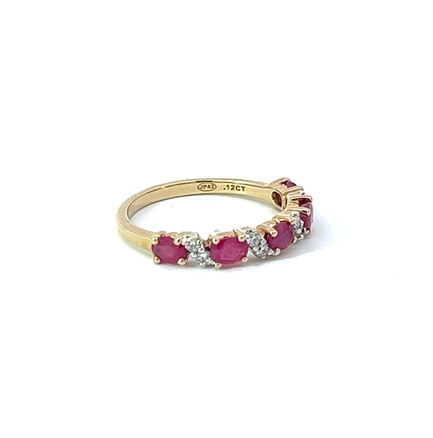 9Ct Yellow Gold Diamond & Pink Gemstone Ring