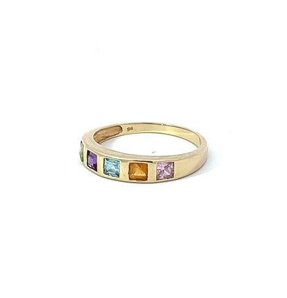 9Ct Yellow Gold Multi-Coloured Gemstone Ring