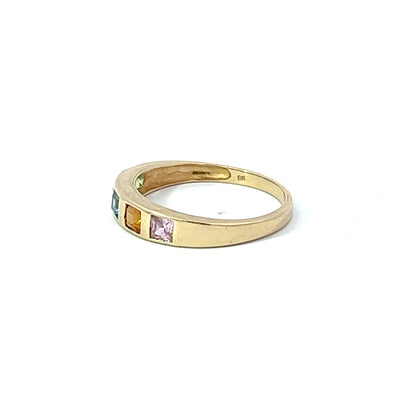 9Ct Yellow Gold Multi-Coloured Gemstone Ring