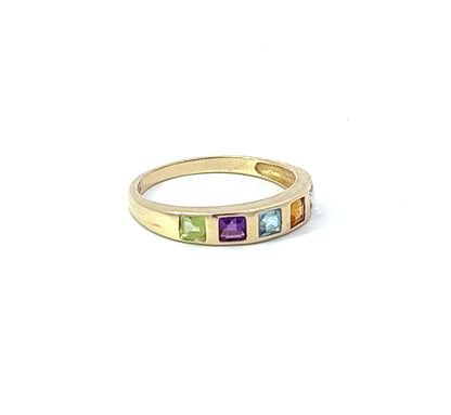 9Ct Yellow Gold Multi-Coloured Gemstone Ring