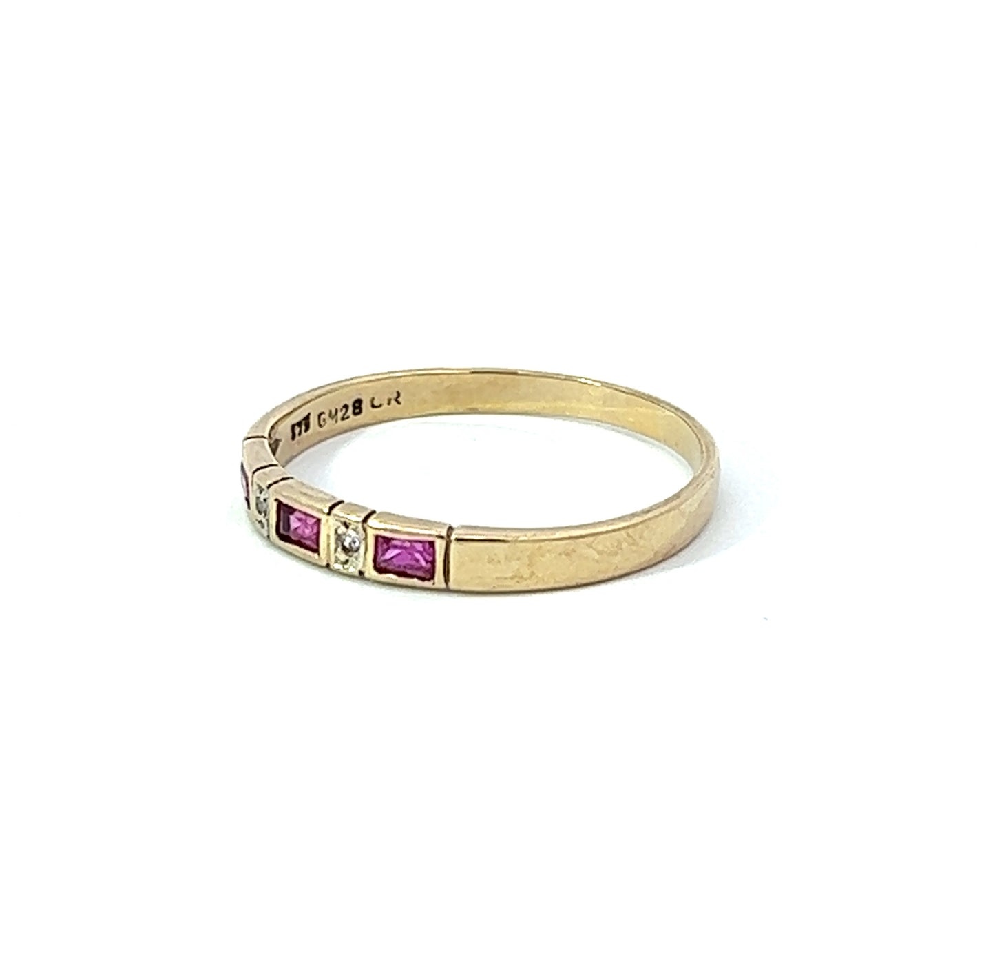 9Ct Yellow Gold Diamond & Pink Gemstone Ring