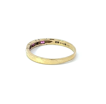 9Ct Yellow Gold Diamond & Pink Gemstone Ring