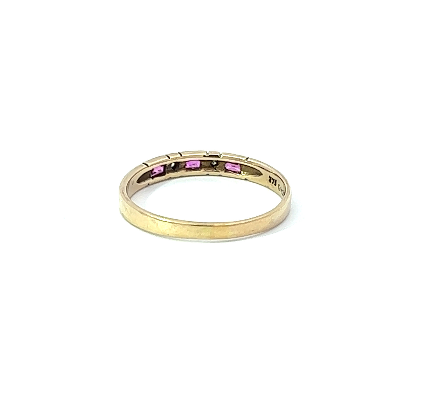 9Ct Yellow Gold Diamond & Pink Gemstone Ring