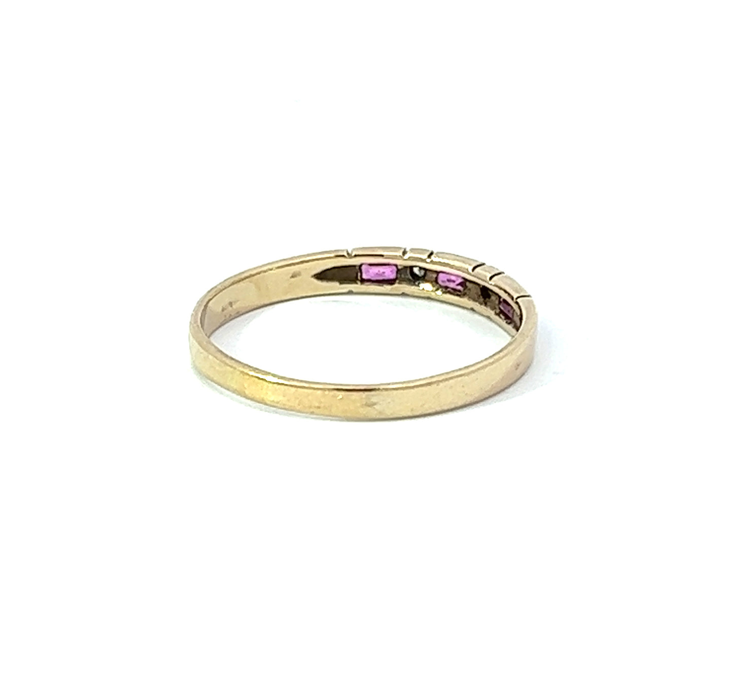 9Ct Yellow Gold Diamond & Pink Gemstone Ring