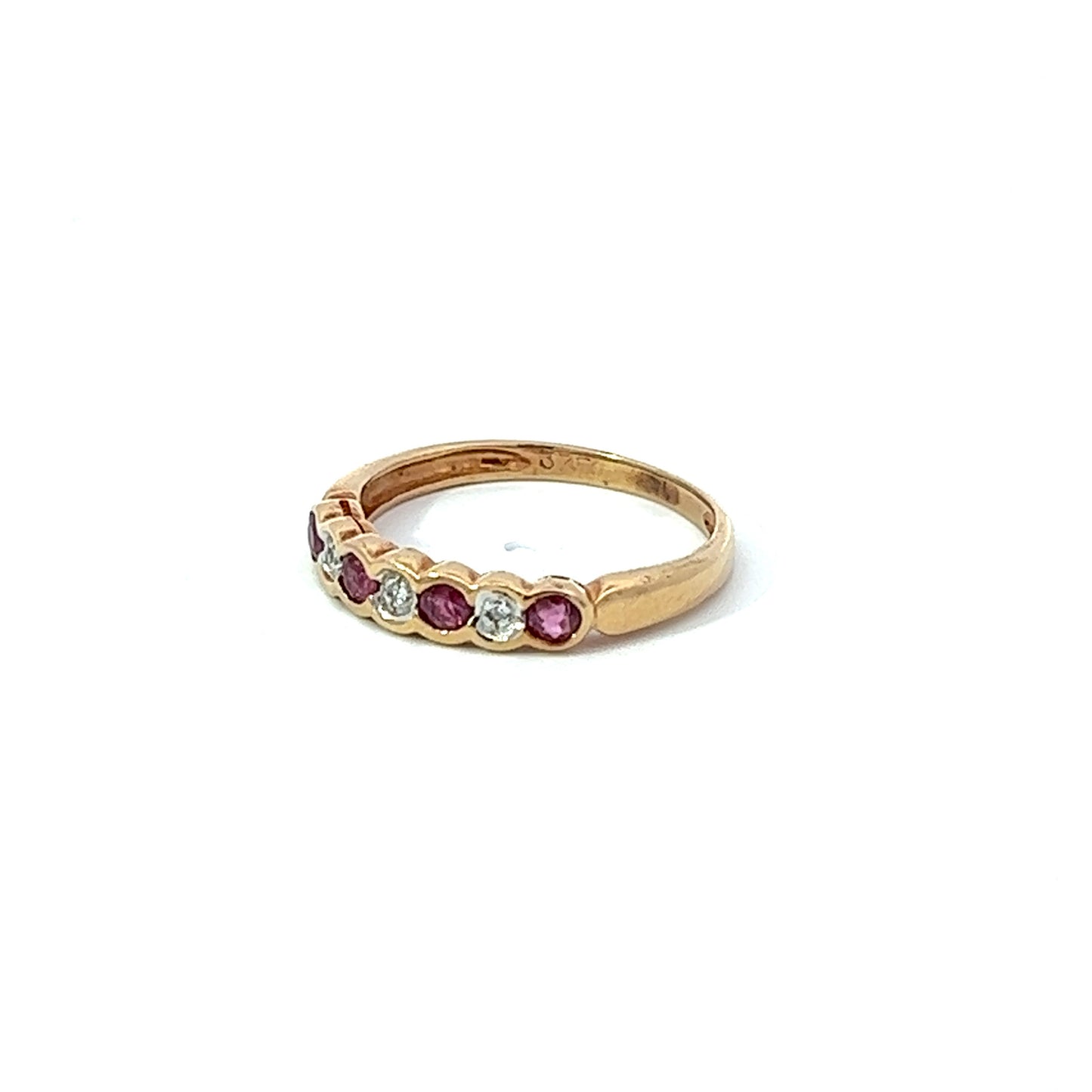 9Ct Yellow Gold Diamond & Pink Gemstone Ring