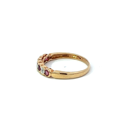 9Ct Yellow Gold Diamond & Pink Gemstone Ring