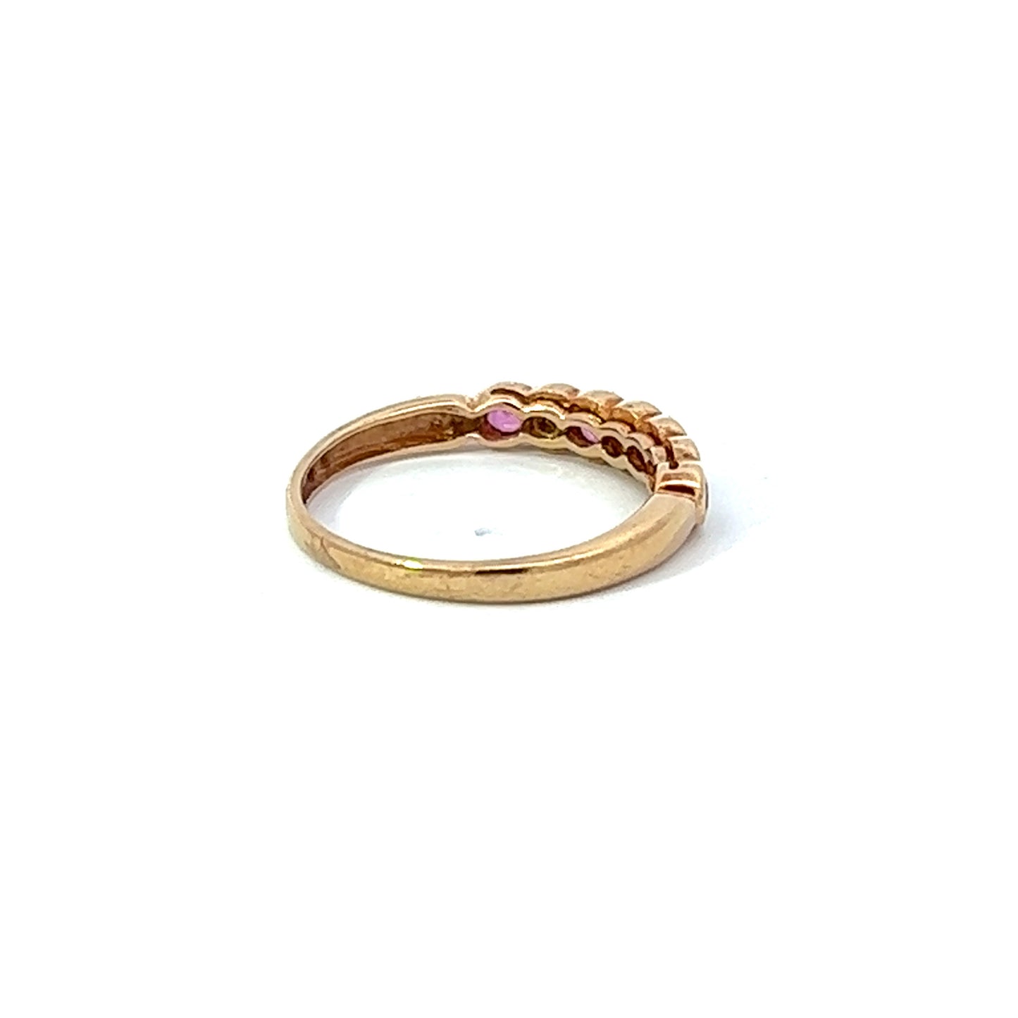 9Ct Yellow Gold Diamond & Pink Gemstone Ring