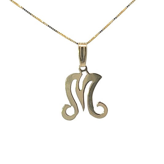 9Ct Yellow Gold Initial 'M' Pendant