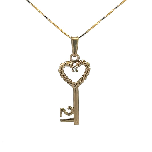 9Ct Yellow Gold 21st Key Pendant