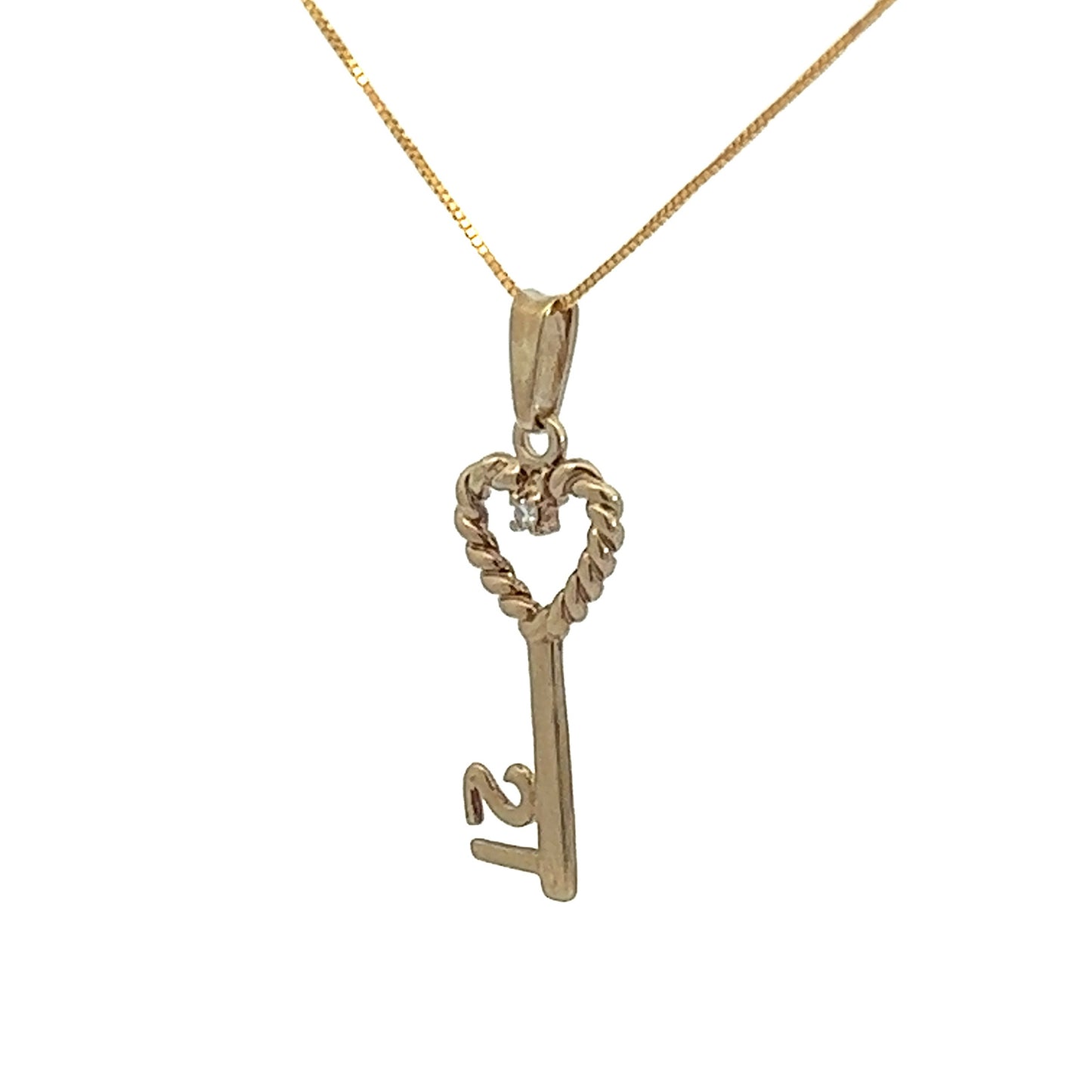 9Ct Yellow Gold 21st Key Pendant