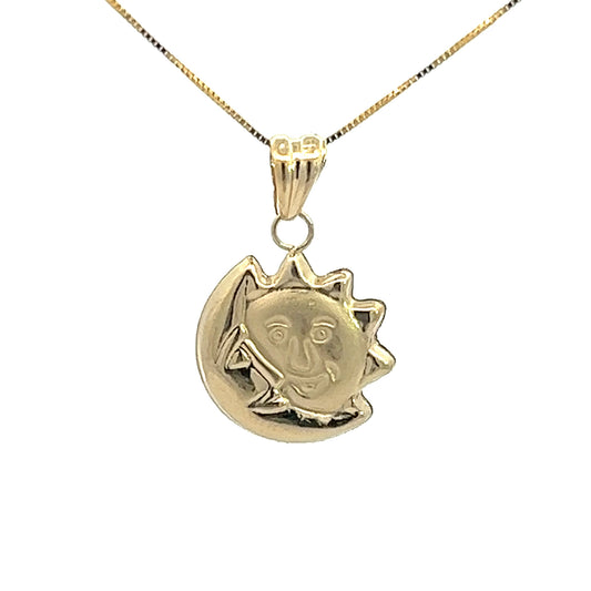 14Ct Yellow Gold Sun & Moon Pendant