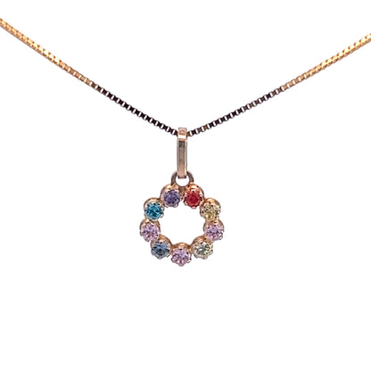 9Ct Yellow Gold Multi-Coloured Gemstone Pendant