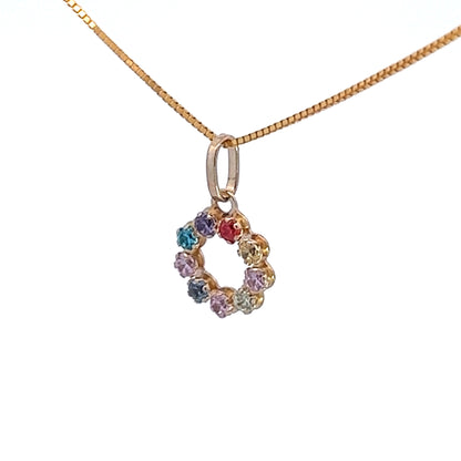 9Ct Yellow Gold Multi-Coloured Gemstone Pendant