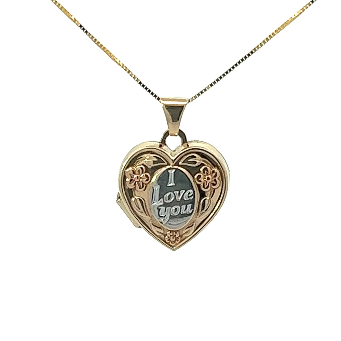 9Ct Two-Tone Gold Heart Locket Pendant