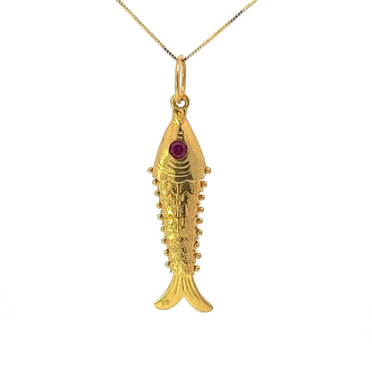 22Ct Yellow Gold Movable Fish Pendant