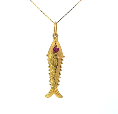 22Ct Yellow Gold Movable Fish Pendant