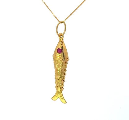 22Ct Yellow Gold Movable Fish Pendant