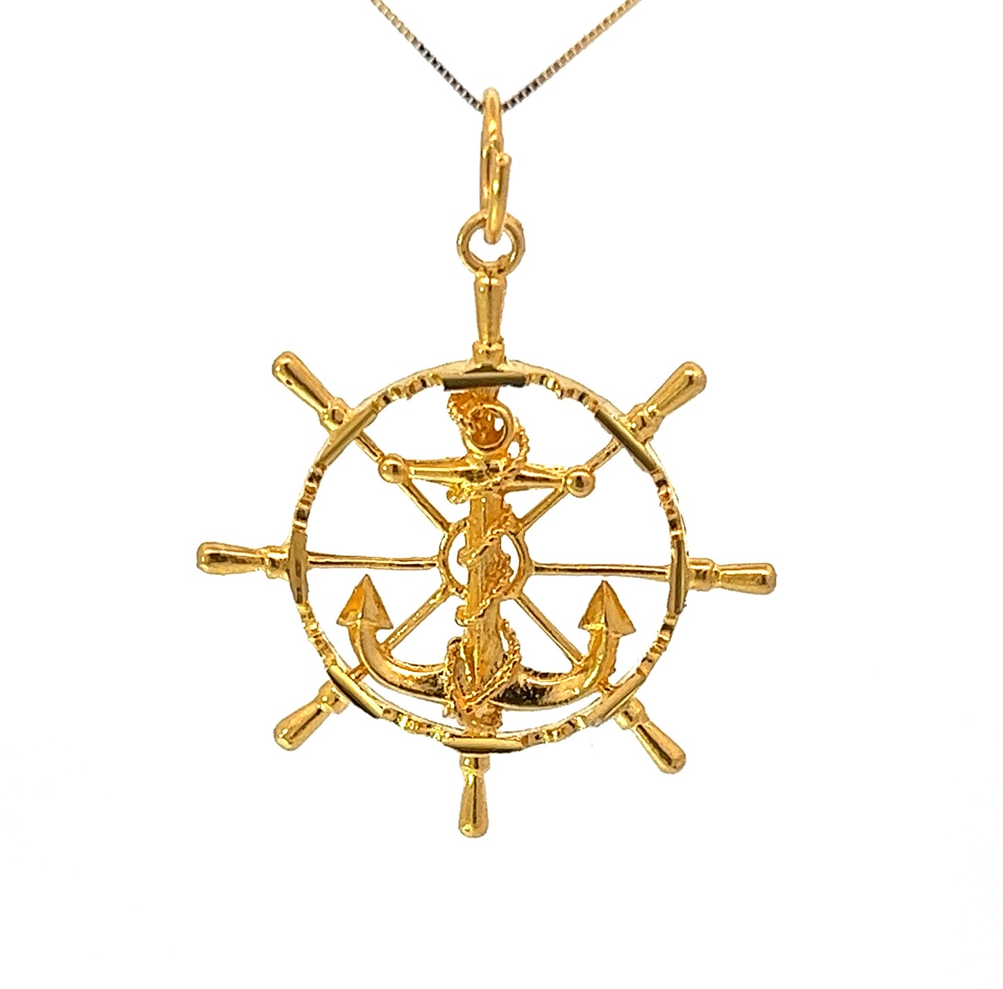 22Ct Yellow Gold Boat Helm & Anchor Pendant