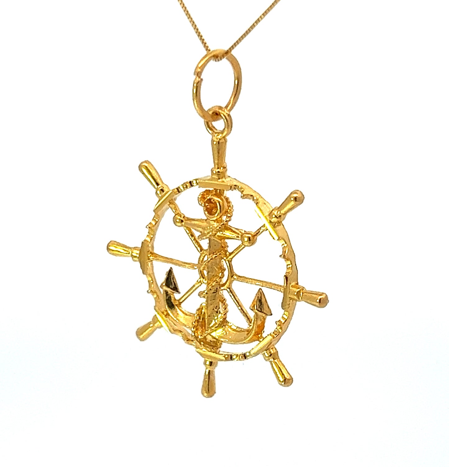 22Ct Yellow Gold Boat Helm & Anchor Pendant