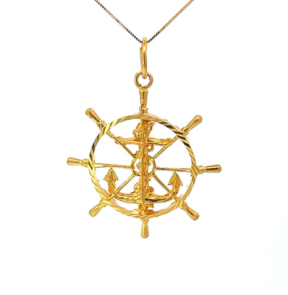 22Ct Yellow Gold Boat Helm & Anchor Pendant