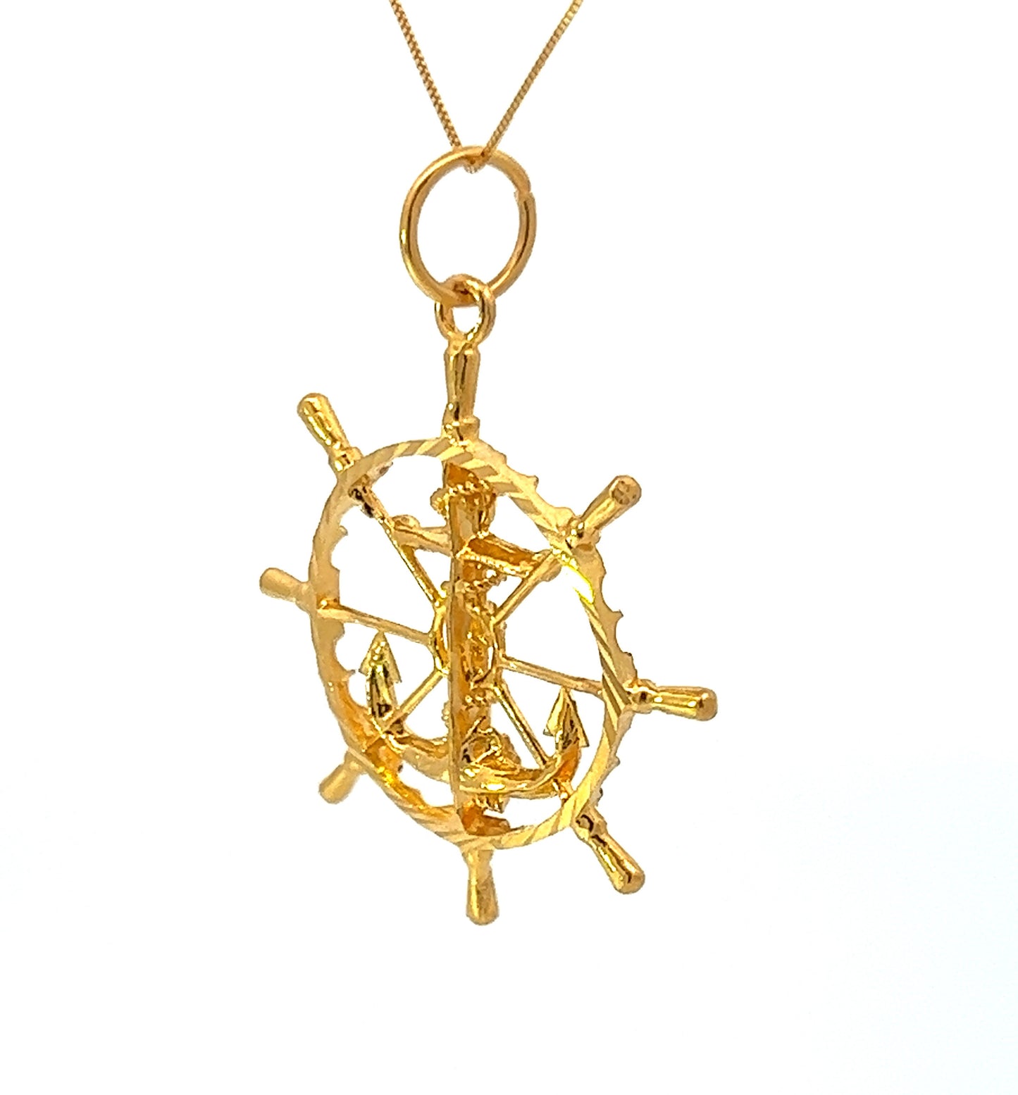 22Ct Yellow Gold Boat Helm & Anchor Pendant