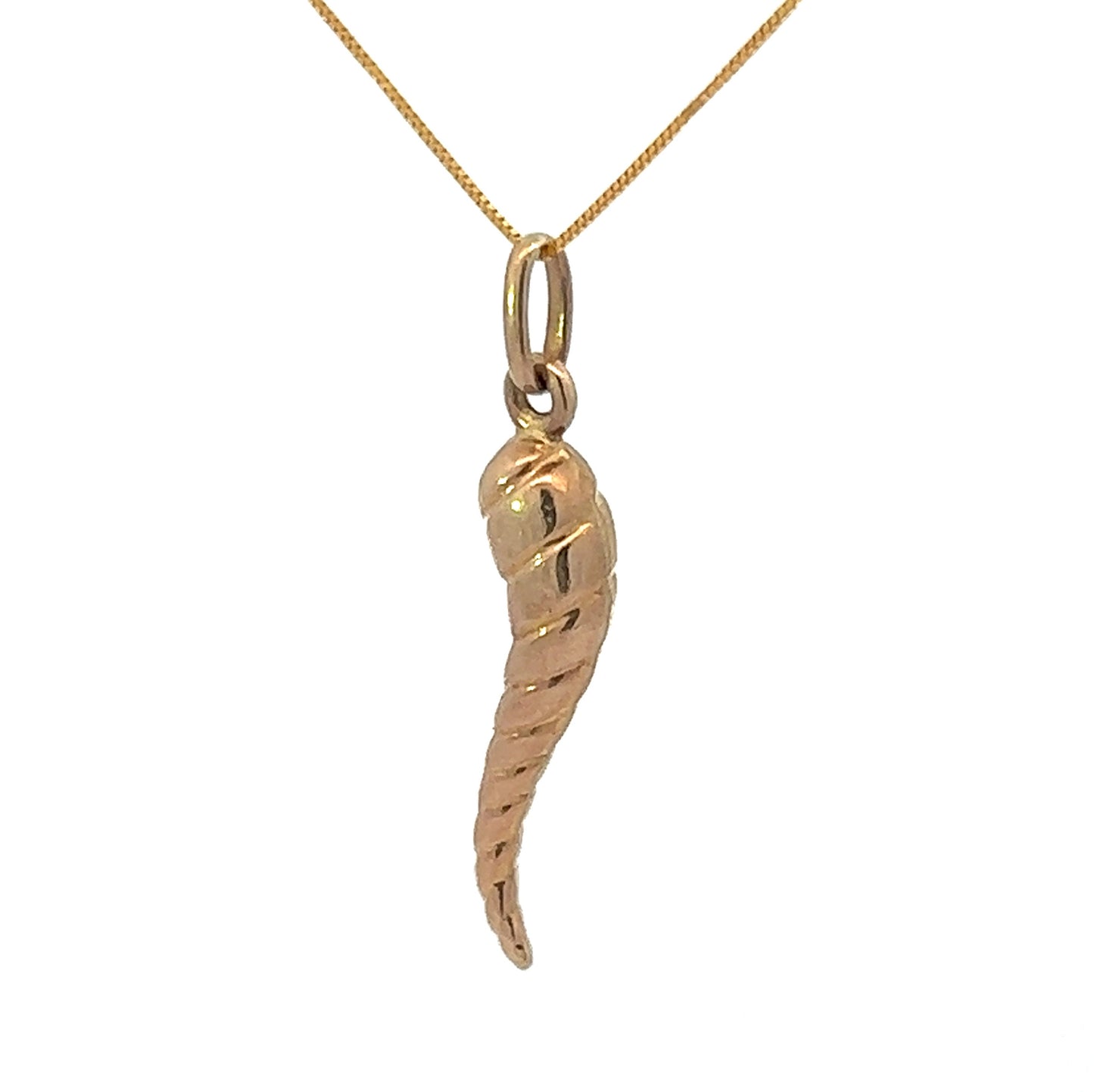 9Ct Yellow Gold Cornicello (Horn) Pendant