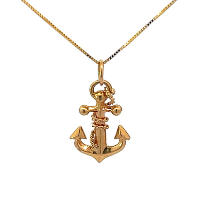 18Ct Yellow Gold Anchor Pendant