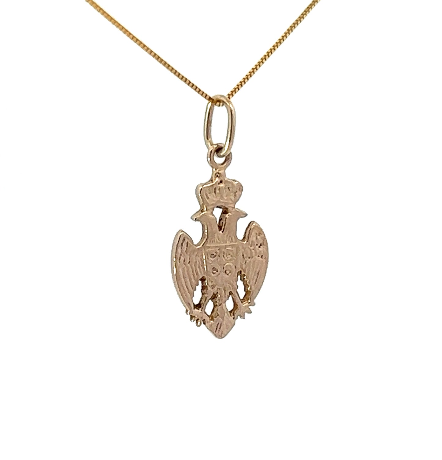 9Ct Yellow Gold Serbian Kruna Eagle Pendant