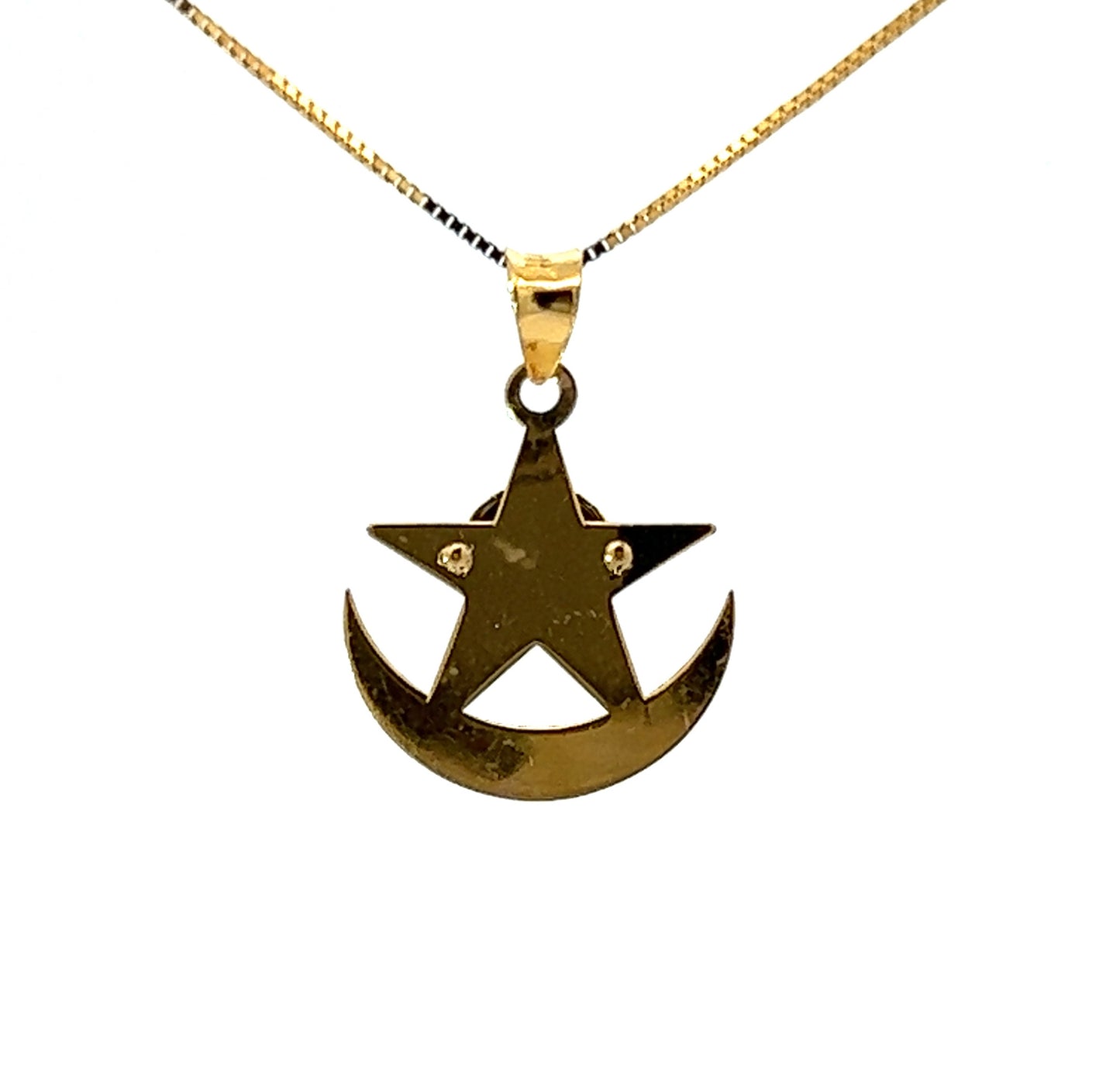 21Ct Yellow Gold Star & Crescent Moon Eye Pendant