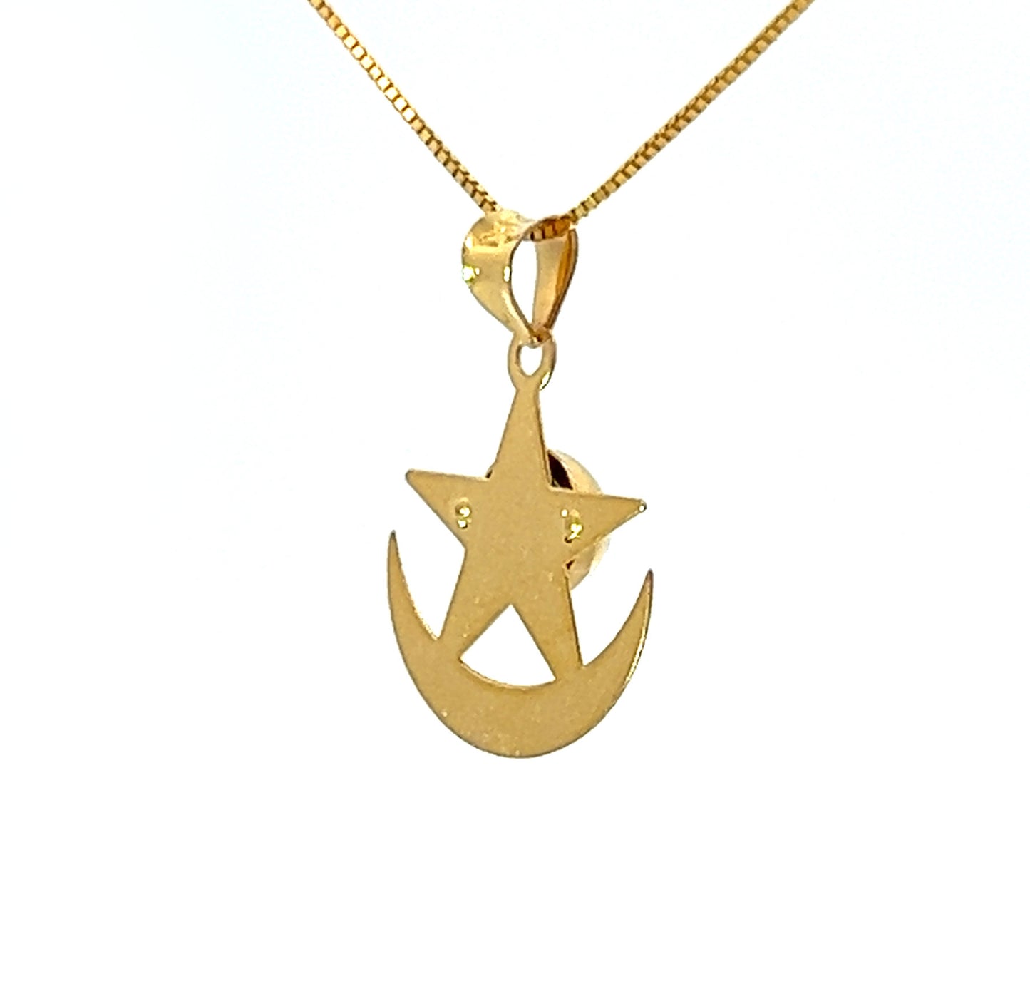 21Ct Yellow Gold Star & Crescent Moon Eye Pendant