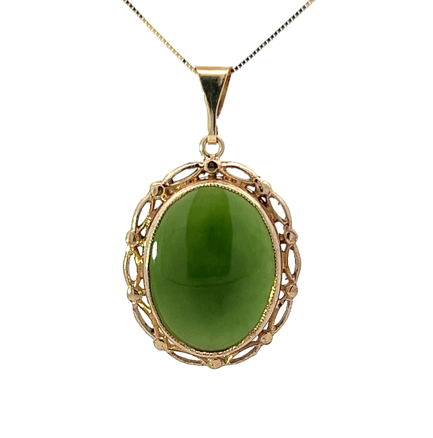 9Ct Yellow Gold Green Gemstone Pendant