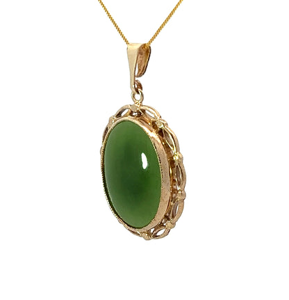 9Ct Yellow Gold Green Gemstone Pendant