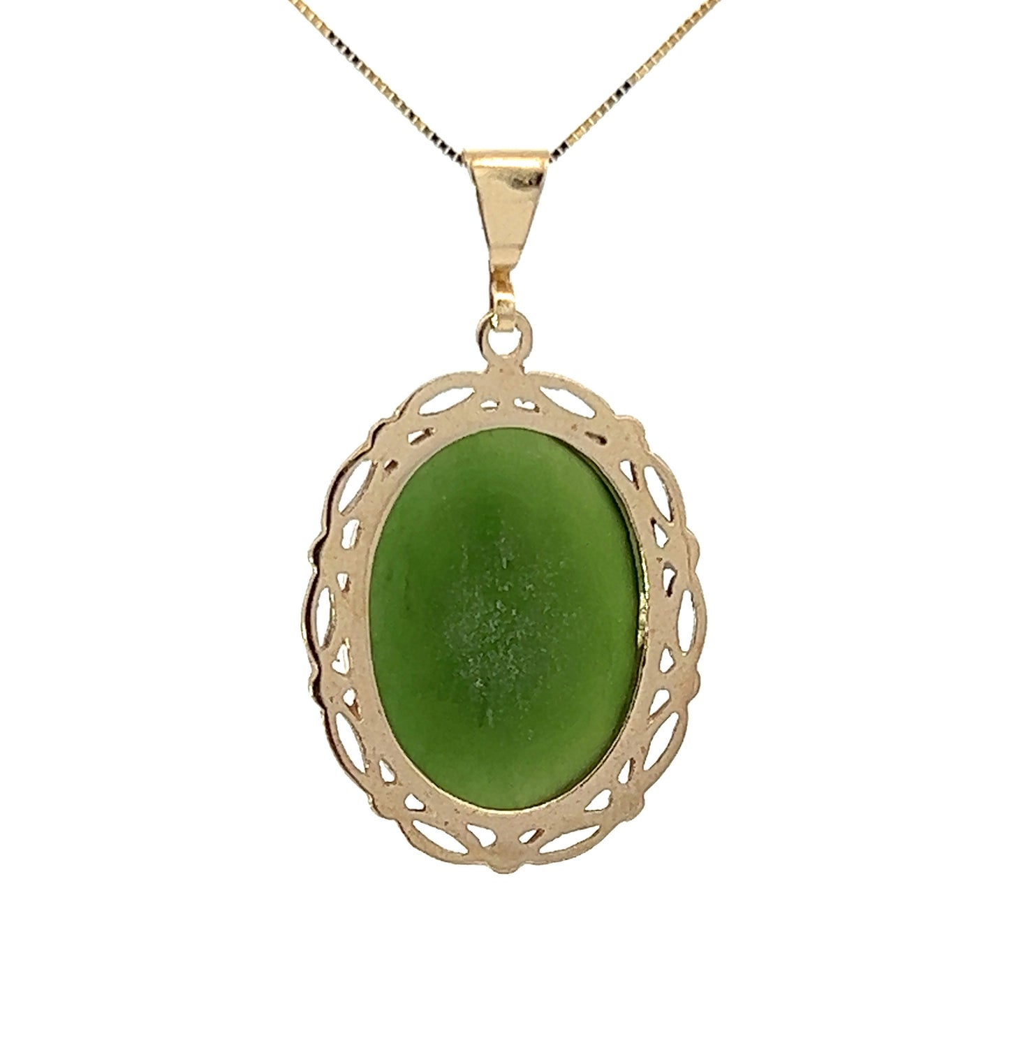 9Ct Yellow Gold Green Gemstone Pendant