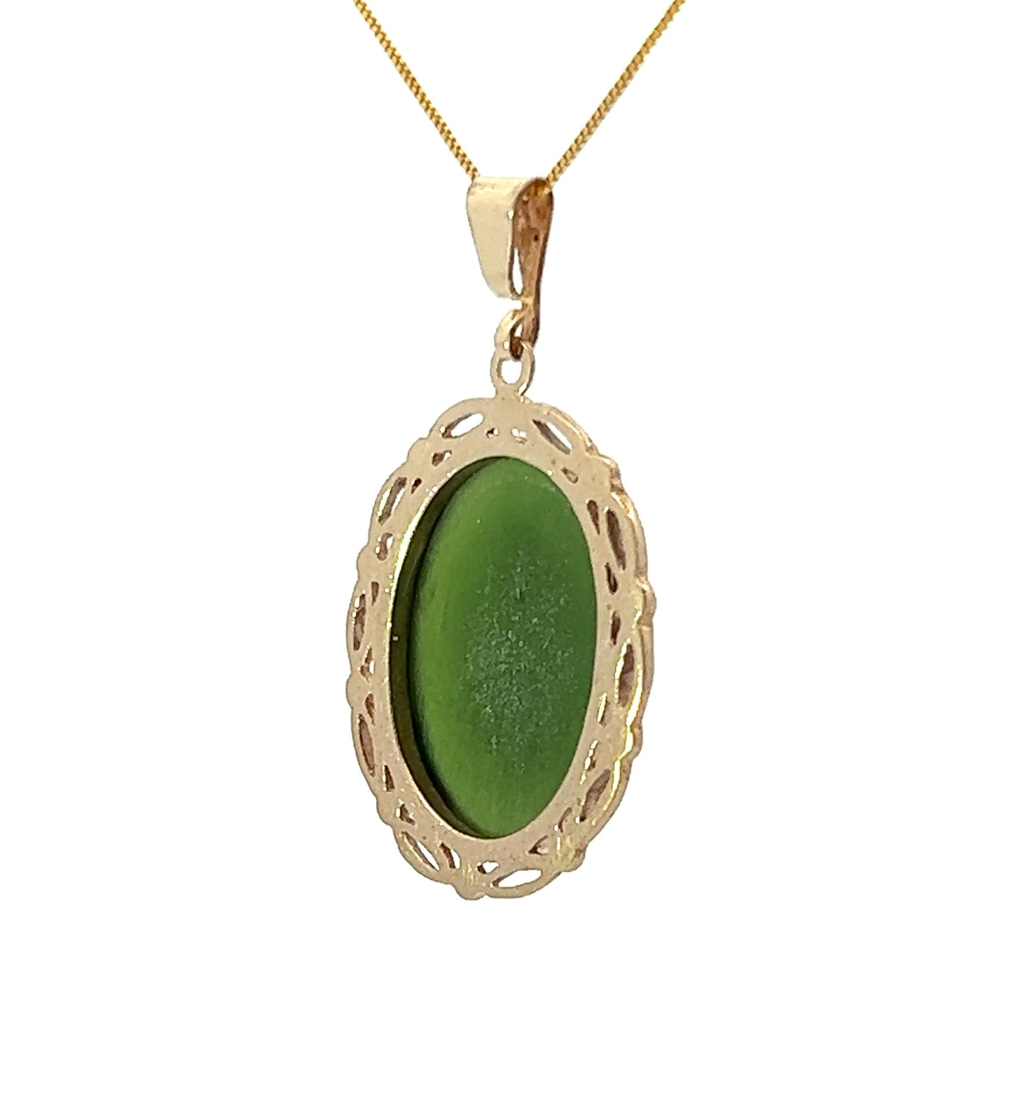 9Ct Yellow Gold Green Gemstone Pendant