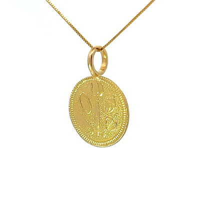 20Ct Yellow Gold Decorative Double Sided Medal Pendant