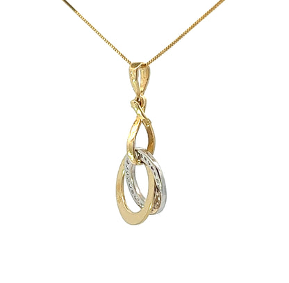 18Ct Two-Toned Gold Linked Circle CZ Pendant