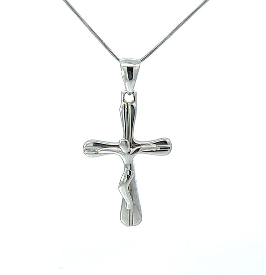 18Ct White Gold Crucifix Pendant